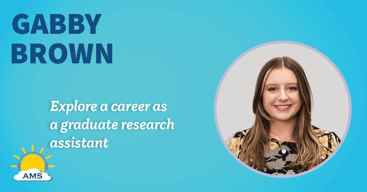 Gabby Brown headshot graphic with teaser text that reads "explore a career in geophysical science ;